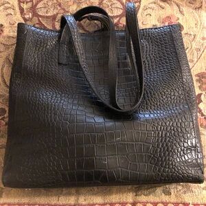 PATRICIA NASH LEATHER TOTE BAG BLACK PURSE 15x13x4 VGC VINTAGE
